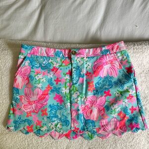 Lilly Pulitzer Scallop Hem Skort – Surf Blue Luscious Lions Print